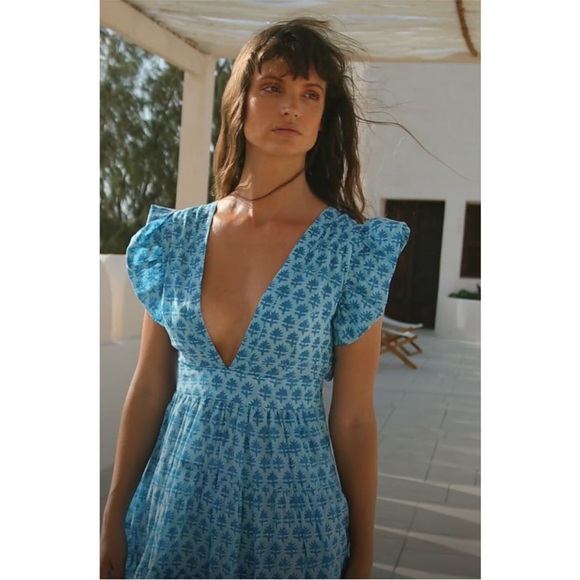 Oliphant Cross Back Mini Dress Fern Blue Size Small - Picture 9 of 9